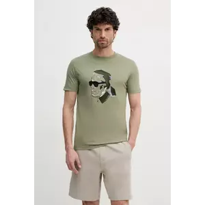 Karl Lagerfeld tricou din bumbac barbati, culoarea verde, cu imprimeu, 552241.755067 imagine