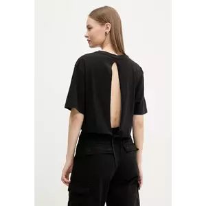 Tommy Jeans tricou din bumbac femei, culoarea negru, DW0DW20324 imagine