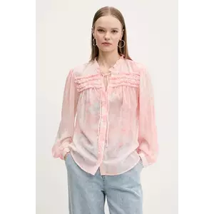 Desigual camasa ENIO femei, culoarea roz, cu guler stand-up, regular, 25SWBW05 imagine
