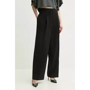 MICHAEL Michael Kors pantaloni femei, culoarea negru, lat, high waist, MS530TBENX imagine