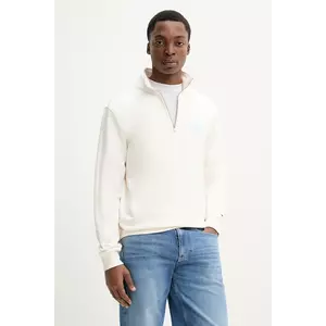 Tommy Jeans hanorac de bumbac barbati, culoarea bej, cu imprimeu, DM0DM21865 imagine