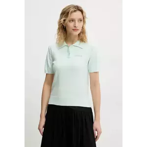 2NDDAY tricou polo din amestec de lână Jean femei, culoarea turcoaz, 2252348408 imagine