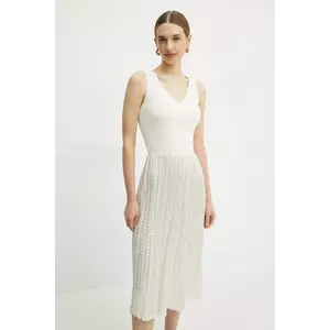 BOSS rochie culoarea bej, midi, evazată, 50537736 imagine