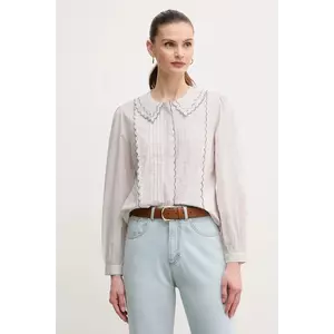 Hoss Intropia camasa din bumbac femei, culoarea gri, cu guler clasic, regular, 6289130 imagine