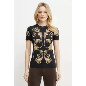 Versace Jeans Couture tricou din bumbac femei, culoarea negru, 78HAH6P8 JS472 imagine