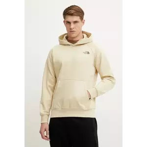 The North Face bluza Raglan Redbox barbati, culoarea bej, cu glugă, cu imprimeu, NF0A89F9B2O1 imagine