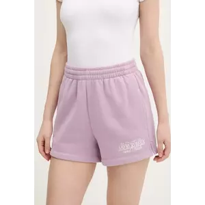 Abercrombie & Fitch pantaloni scurti femei, culoarea roz, cu imprimeu, medium waist, KI186-5045 imagine