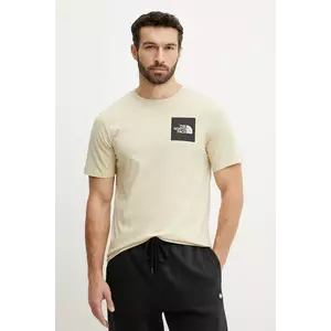 The North Face tricou Fine barbati, culoarea bej, cu imprimeu, NF0A8A6M3X41 imagine