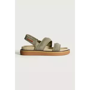 Hoff sandale din piele intoarsa ROAD CAQUI femei, culoarea verde, 12412004 ROAD imagine