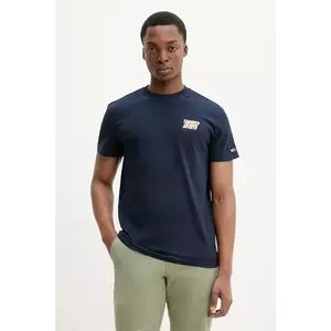 Tommy Jeans tricou din bumbac barbati, culoarea albastru marin, cu imprimeu, DM0DM21864 imagine