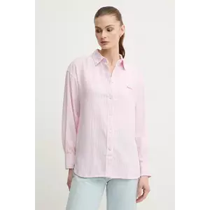 Pepe Jeans camasa de in DREAM femei, culoarea roz, cu guler clasic, regular, PL305033 imagine