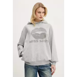Miss Sixty hanorac de bumbac femei, culoarea gri, cu glugă, cu imprimeu, 6S1TJ59900 imagine
