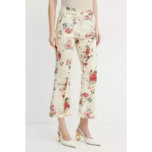 Weekend Max Mara pantaloni femei, culoarea bej, evazati, medium waist, 2515131122600 imagine