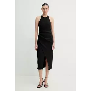 A.L.C. rochie din in Sylvie culoarea negru, midi, mulată, 6CDRS02368 imagine