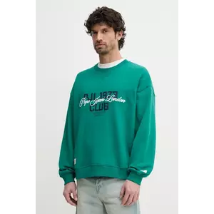 Pepe Jeans hanorac de bumbac TALBOT CREW barbati, culoarea verde, cu imprimeu, PM582847 imagine