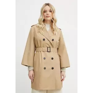 Weekend Max Mara trenci femei, culoarea bej, de tranzitie, cu doua randuri de nasturi, 2515021031600 imagine