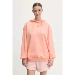 adidas Originals hanorac de bumbac Essential femei, culoarea portocaliu, cu glugă, neted, JJ3499 imagine