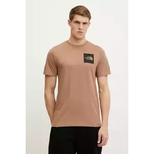 The North Face tricou Fine barbati, culoarea maro, cu imprimeu, NF0A8A6M6IH1 imagine