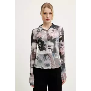 Desigual camasa SHELLEY femei, culoarea gri, cu guler clasic, slim, 25SWTKA1 imagine