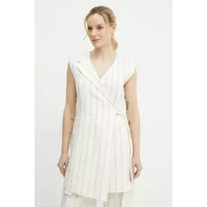 BOSS rochie din in culoarea bej, mini, evazată, 50537459 imagine