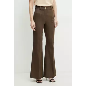 Patou pantaloni femei, culoarea maro, evazati, high waist, TR0420074 imagine