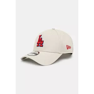 New Era șapcă de baseball din bumbac culoarea bej, neted, 60595218 imagine