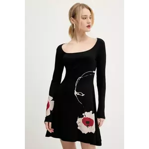 Desigual rochie BRUJAS culoarea negru, mini, evazată, 25SWVK07 imagine