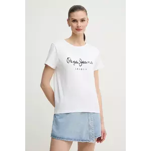 Pepe Jeans tricou din bumbac VAL femei, culoarea alb, PL506028 imagine