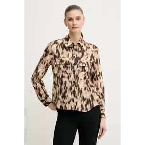 Pedro del Hierro camasa din bumbac femei, culoarea bej, cu guler clasic, regular, 6639072 imagine