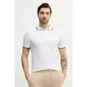 Lindbergh polo de bumbac barbati, culoarea alb, neted, 30-404010 imagine