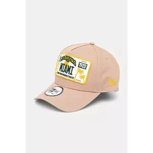 New Era șapcă de baseball din bumbac culoarea bej, cu imprimeu, 60595462 imagine