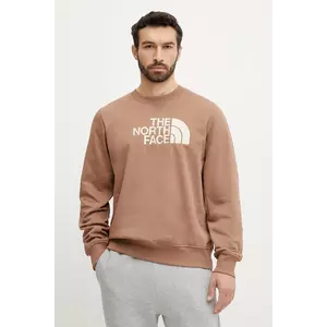 The North Face bluza Drew Peak barbati, culoarea maro, cu glugă, cu imprimeu, NF0A89EKAR41 imagine