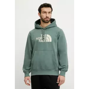 The North Face bluza Drew Peak barbati, culoarea verde, cu glugă, cu imprimeu, NF0A89EMB4W1 imagine