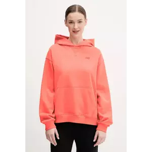 New Balance hanorac de bumbac femei, culoarea portocaliu, cu glugă, neted, WT41537DTR imagine