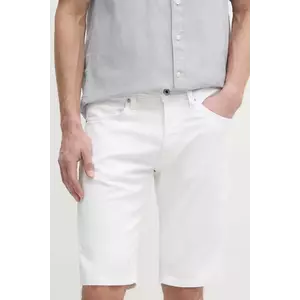 Pepe Jeans pantaloni scurti SLIM GYMDIGO SHORT TRACK barbati, culoarea alb, PM801075TC8 imagine