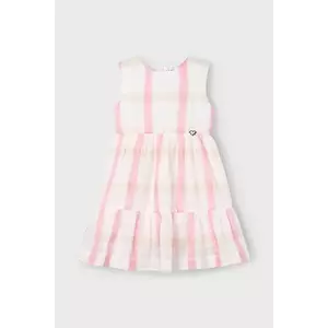 Mayoral rochie din in pentru copii culoarea roz, mini, evazată, 3922 imagine