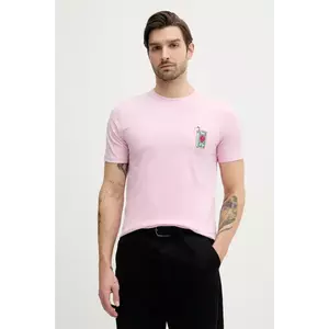 Lindbergh tricou din bumbac barbati, culoarea roz, cu imprimeu, 30-400235 imagine