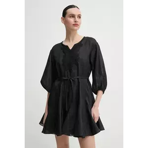 ISABELLE BLANCHE rochie din in culoarea negru, mini, evazată, IS25SS-A086-T019 imagine