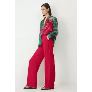 Medicine pantaloni femei, culoarea rosu, lat, high waist imagine