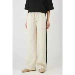 Medicine pantaloni femei, culoarea bej, lat, high waist imagine