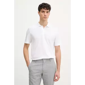 BOSS polo de bumbac barbati, culoarea alb, neted, 50539814 imagine