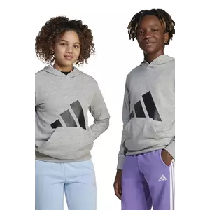 adidas bluza copii culoarea gri, cu glugă, cu imprimeu, JC9669 imagine