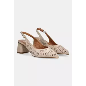 Answear Lab tocuri din piele intoarsa culoarea bej, cu toc drept imagine