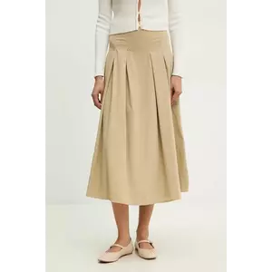 Answear Lab fustă din bumbac culoarea bej, midi, evazati imagine