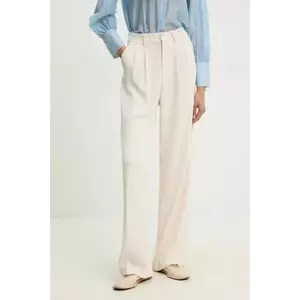 Answear Lab pantaloni femei, culoarea bej, lat, high waist imagine