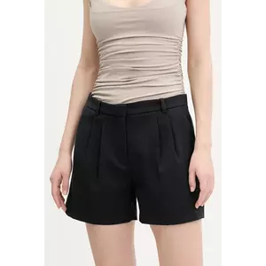 Abercrombie & Fitch pantaloni scurti femei, culoarea negru, neted, high waist, KI149-5087 imagine