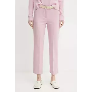 Weekend Max Mara pantaloni femei, culoarea roz, drept, high waist, 2515131031600 imagine