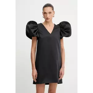 Rotate rochie culoarea negru, mini, evazată, 114490100 imagine