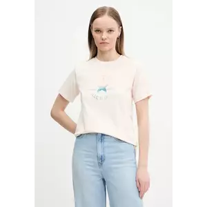 Converse tricou din bumbac femei, culoarea bej, 10027385-A03 imagine