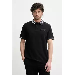Versace Jeans Couture polo de bumbac barbati, culoarea negru, cu imprimeu, 78GAGT06 CJ01T imagine